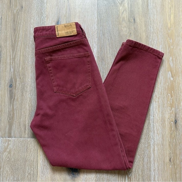 Frank & Oak Jeans Stevie High Rise Tapered Straight Rusty Red - Size 27 - Picture 15 of 16